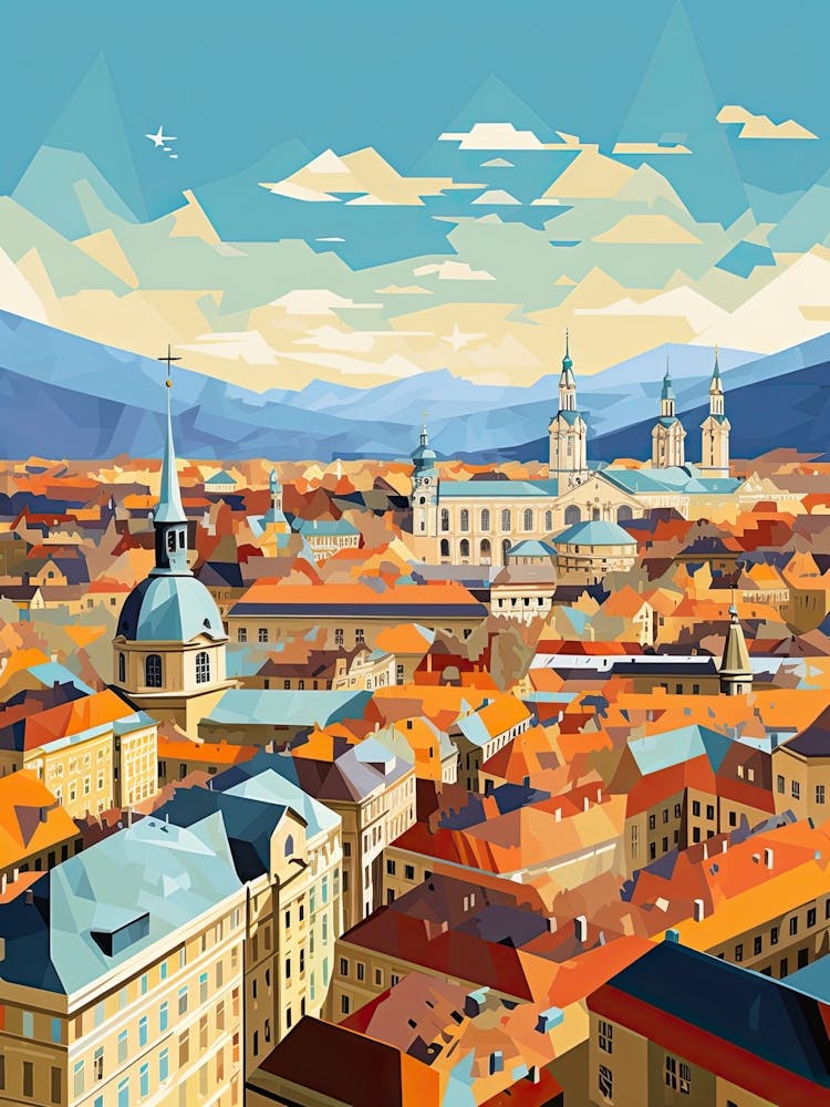 Vienna, Austria, Geometric Illustration 1