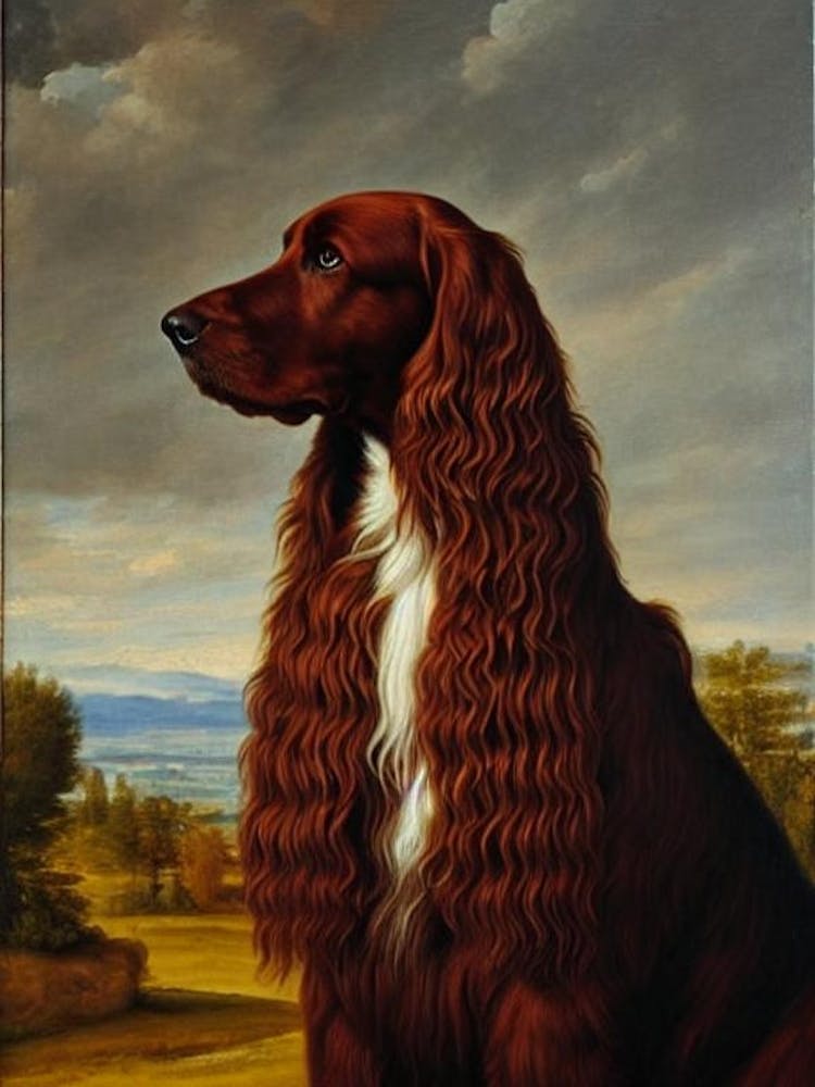 Irish Setter 2 Renaissance Porträt Ölgemälde