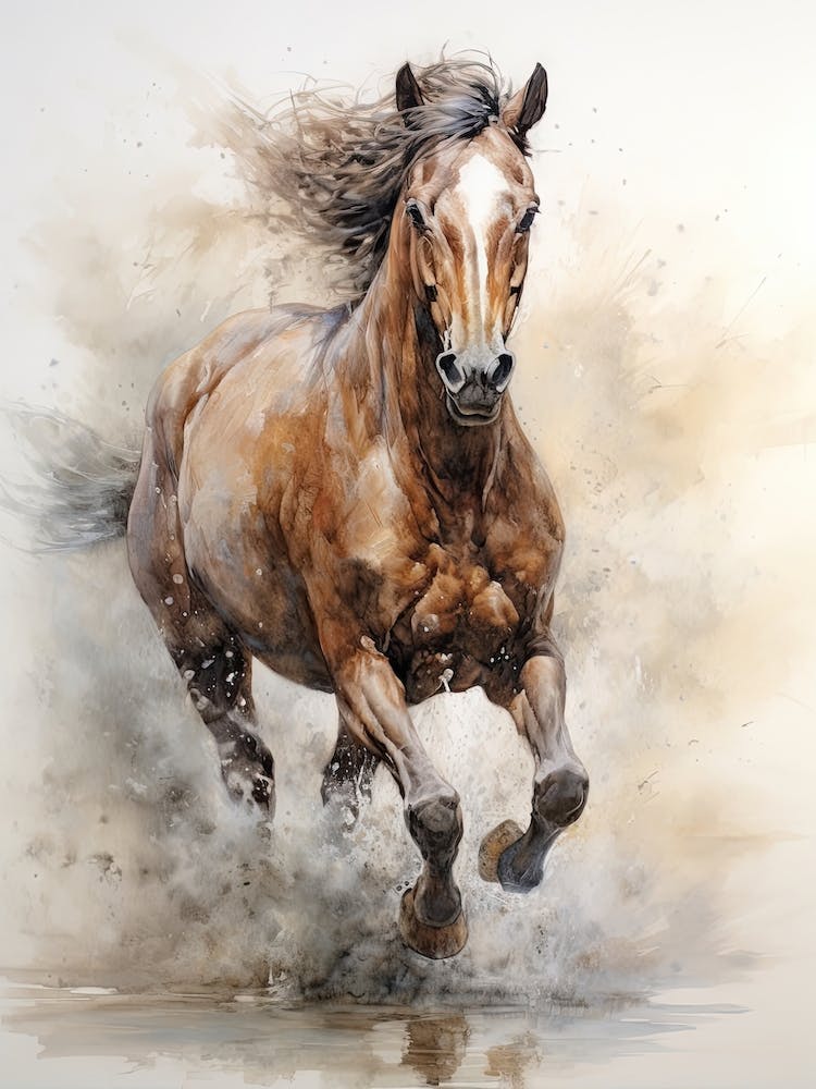 A Horse Painting In The Style Of Dry On Dry Technique 4