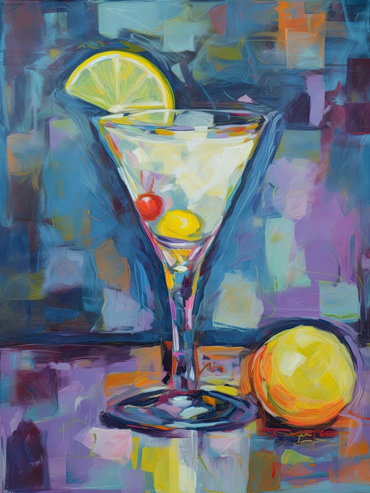 Pisco Sour Cocktail Oil Painting 4