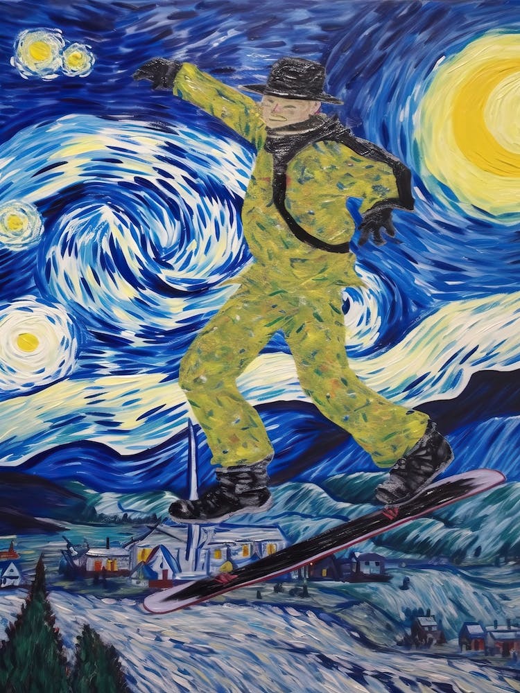 Snowboarding In The Style Of Van Gogh 2