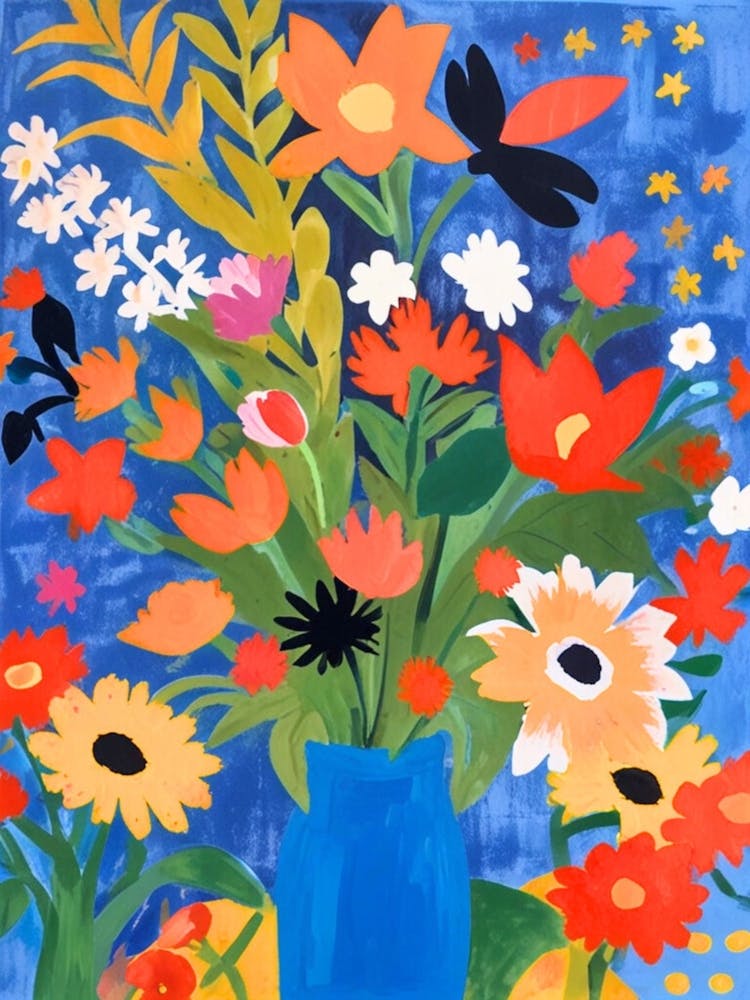 Flowers In A Blue Vase 5