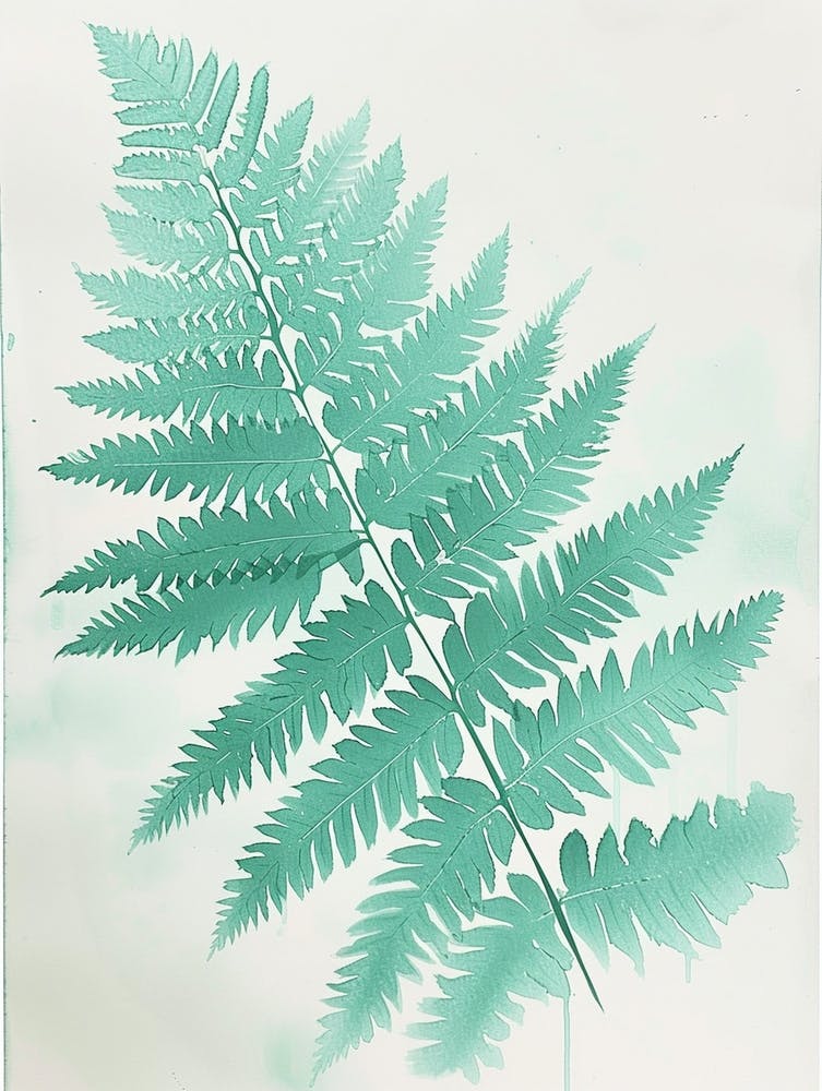 Green Ink Painting Of A Blue Star Fern 3