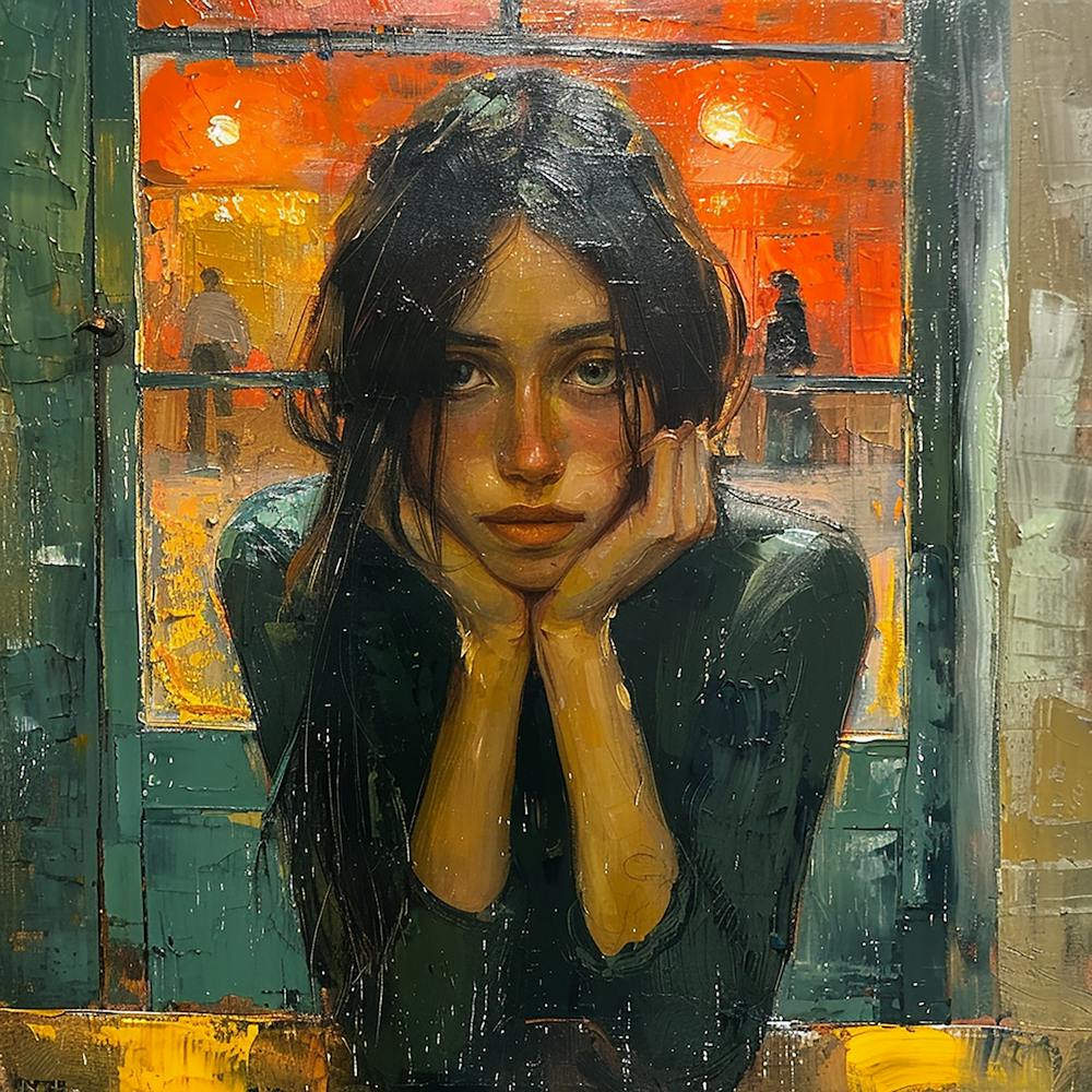 Girl In A Window - city wall art, colorful wall art, home decor, minimal art, modern wall art, wall art, wall decoration, wall print colourful wall art, decor wall art, digital art, digital art download, interior wall art, downloadable art, eclectic wall, fantasy wall art, home decoration, home decor wall, printable art, printable wall art, wall art prints, artistic expression, contemporary, modern art print,