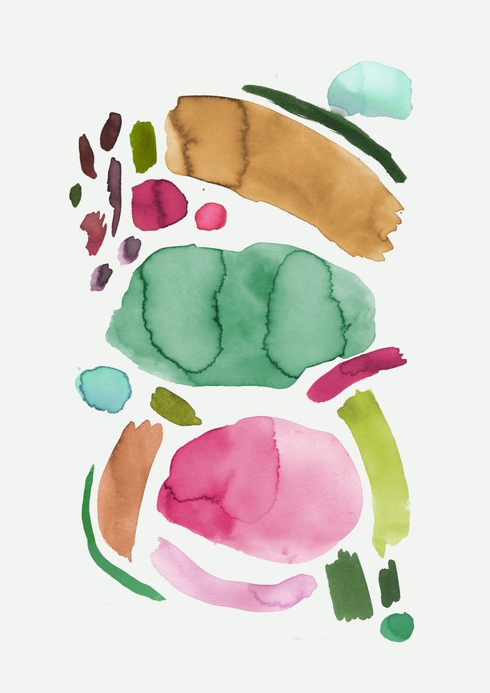 Abstract Watercolour Minimal Pink Green