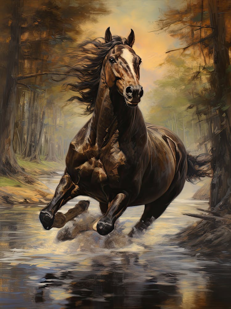 Horse Running Oil Painting Style 1
