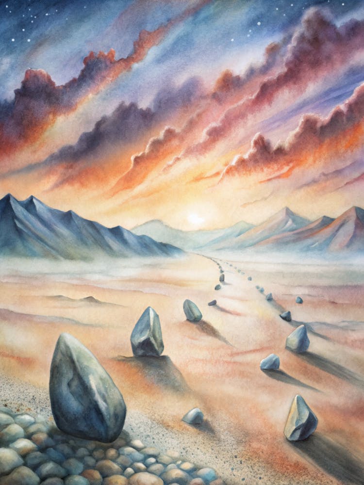 A Poster Of The Sailing Stones Moving Mysteriously (1)