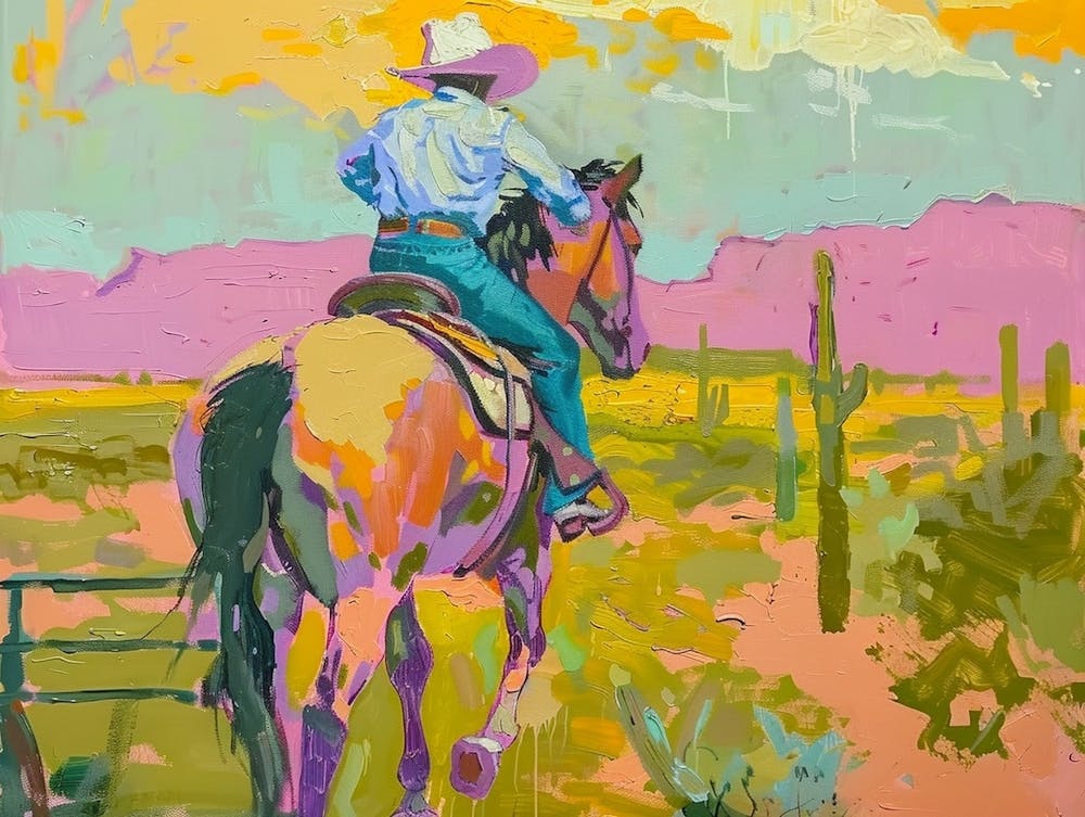 Neon Cowboy In Sonoran Desert Arizona 2 Painting
