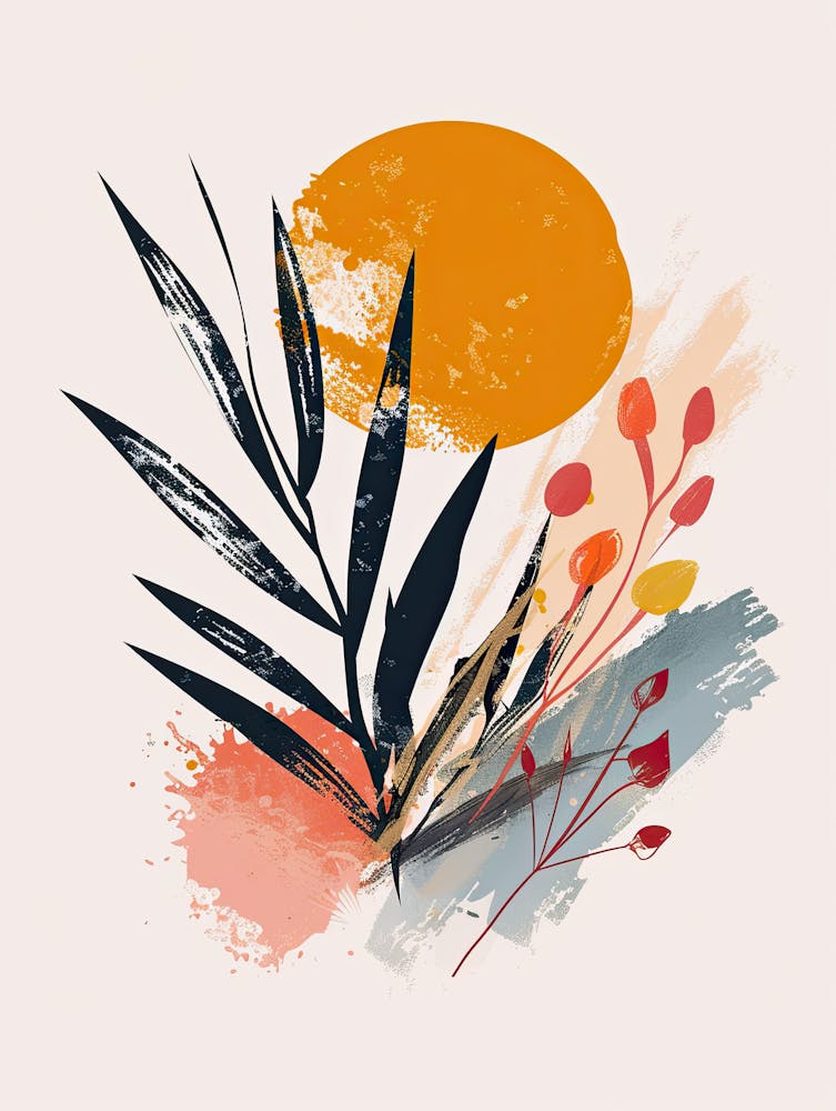 Sonnenuntergangs-Melodien In Modernistischen Schatten Mid-Century Stil