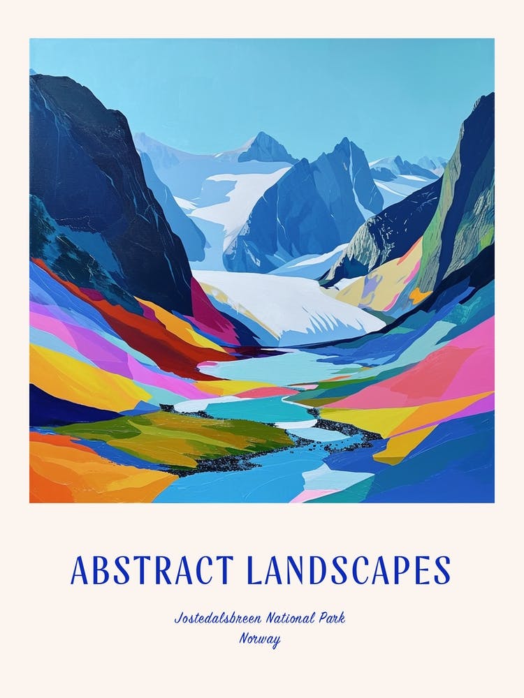 Colourful Abstract Jostedalsbreen National Park Norway 4 Poster Blue