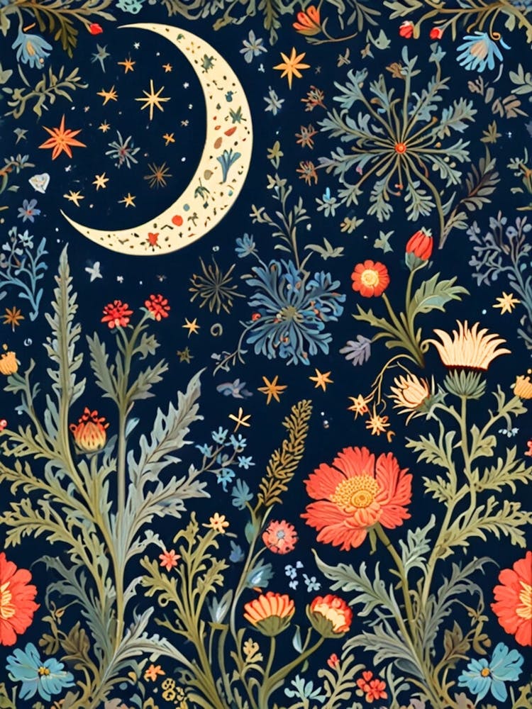William Morris Moon And Flowers 61