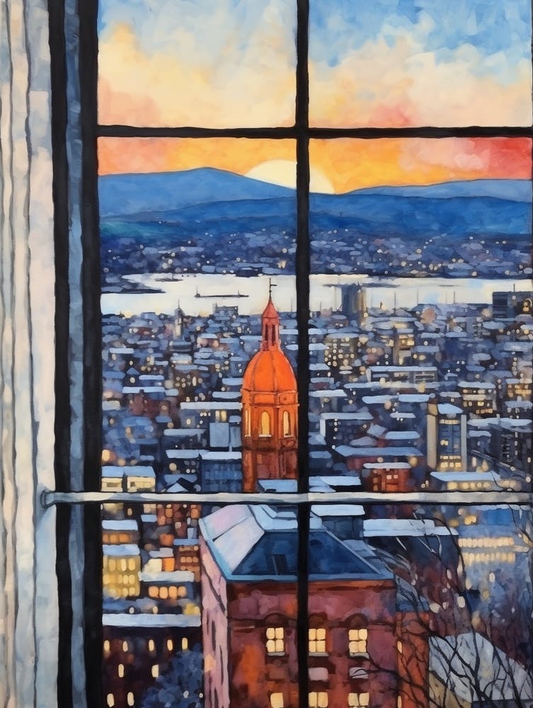 Winter Cityscape Oslo Norway 1