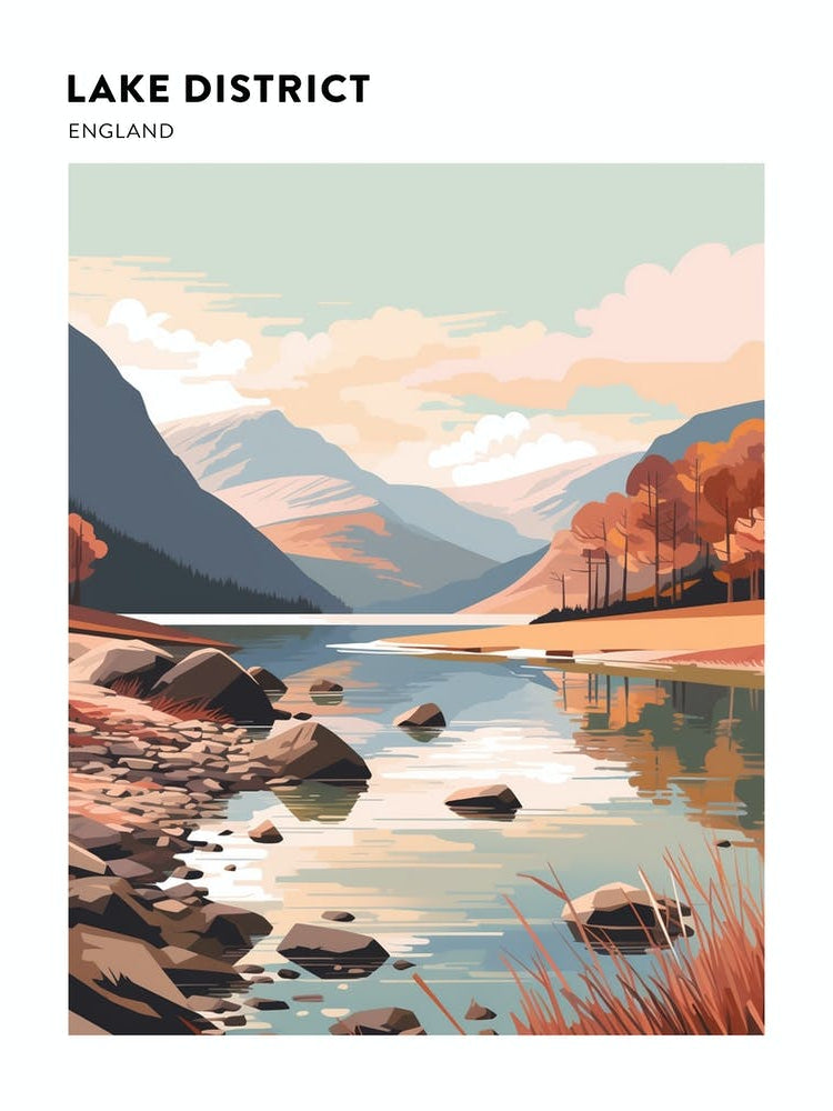 Lake District National Park England 1 Hiking Trail Landscape Poster