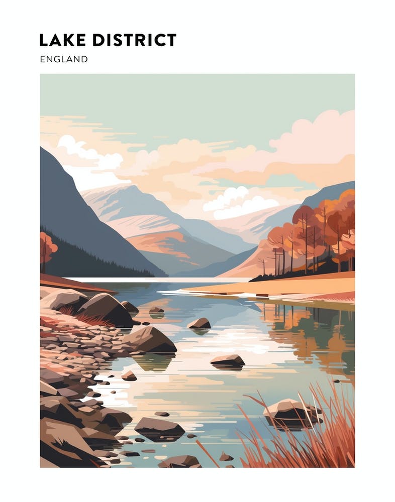 Lake District National Park England 1 Hiking Trail Landscape Poster