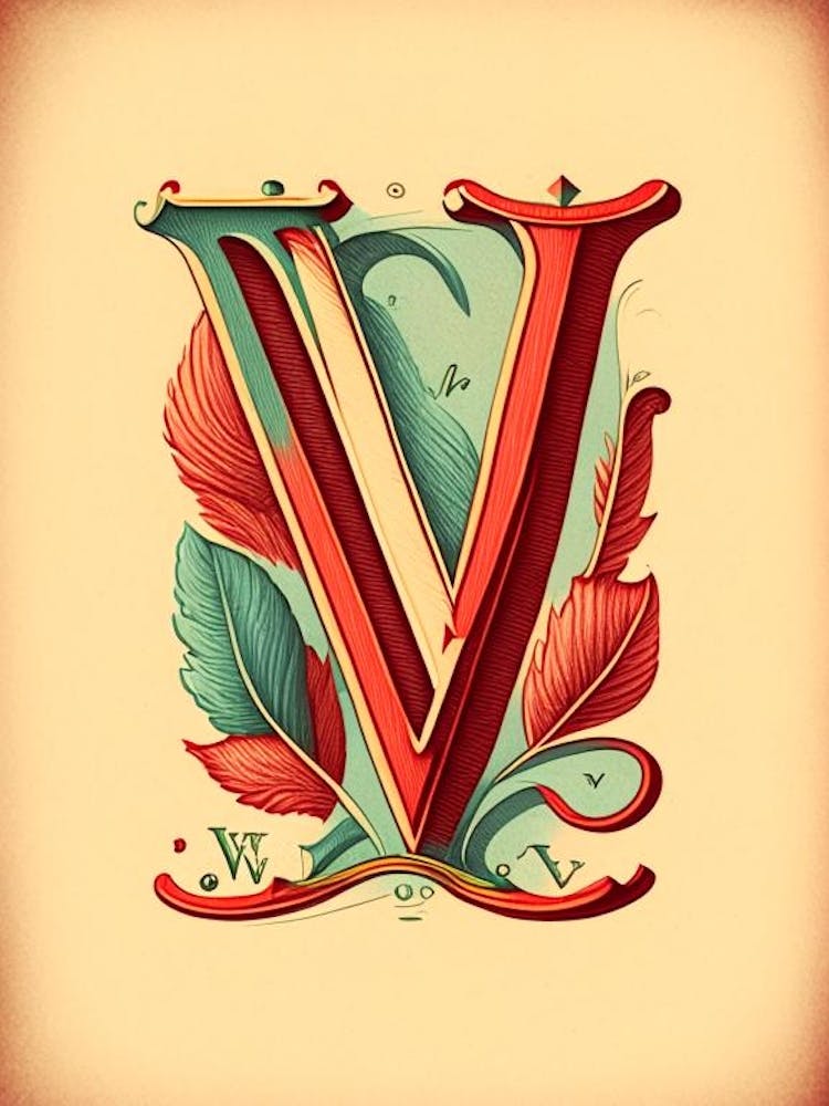 W, Letter, Alphabet Vintage Sketch 1