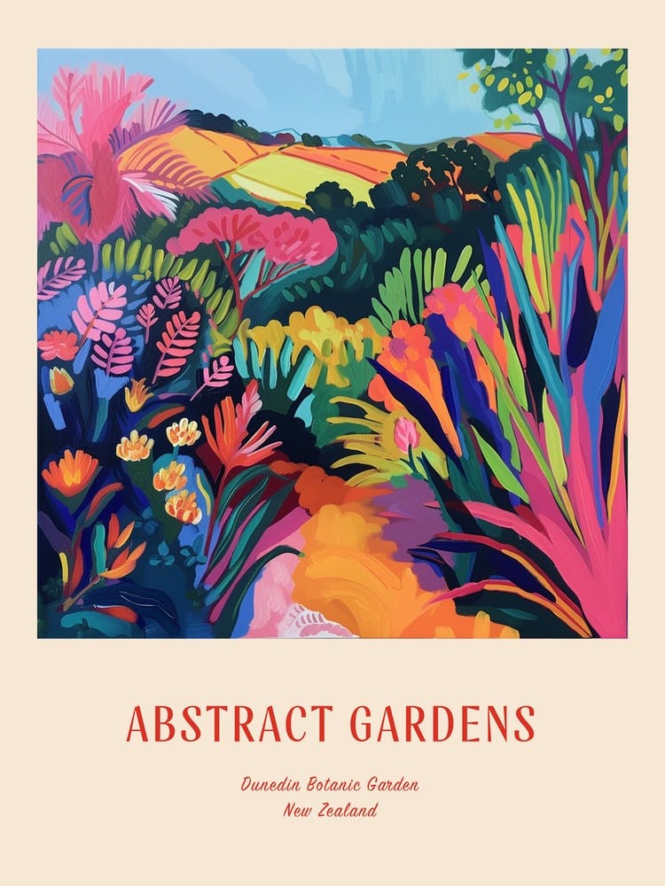 Colourful Gardens Dunedin Botanic Garden New Zealand 1 Red Poster