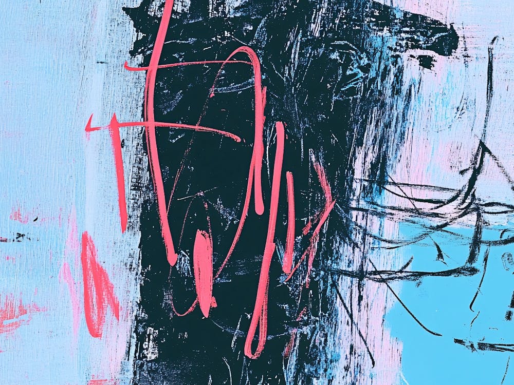 Abstract Painting Pink, Blue and Black