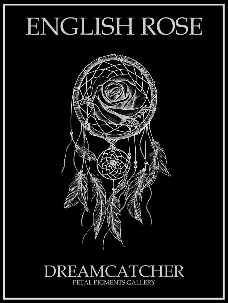 English Rose Dreamcatcher Line Drawing 3 Poster Inverted