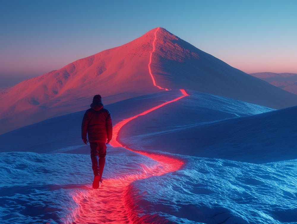 Person Walking On A Snowy Path