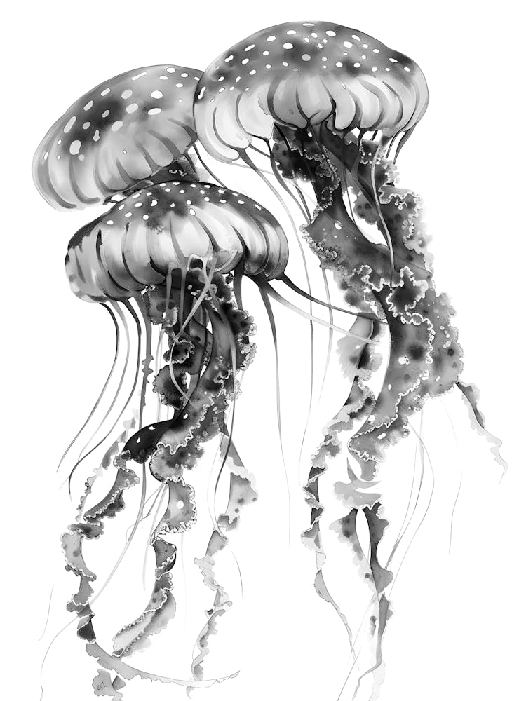 Jellyfish Ink Drawing