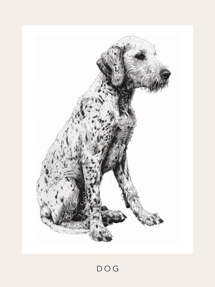 Hairy Dog Line Sketch 2 Poster