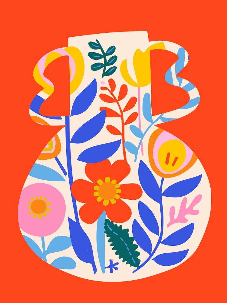 Boho Matisse Style Flower Vase