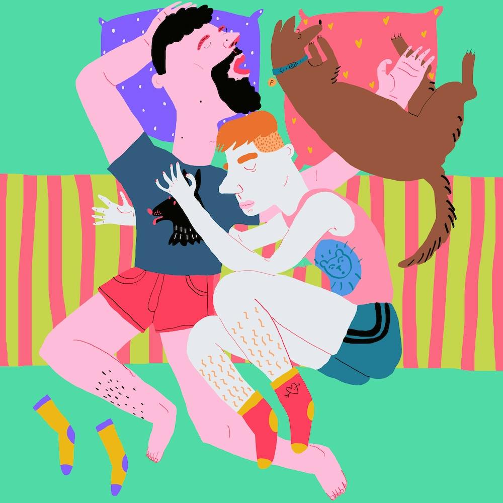 Sleeping Couple And The Dog