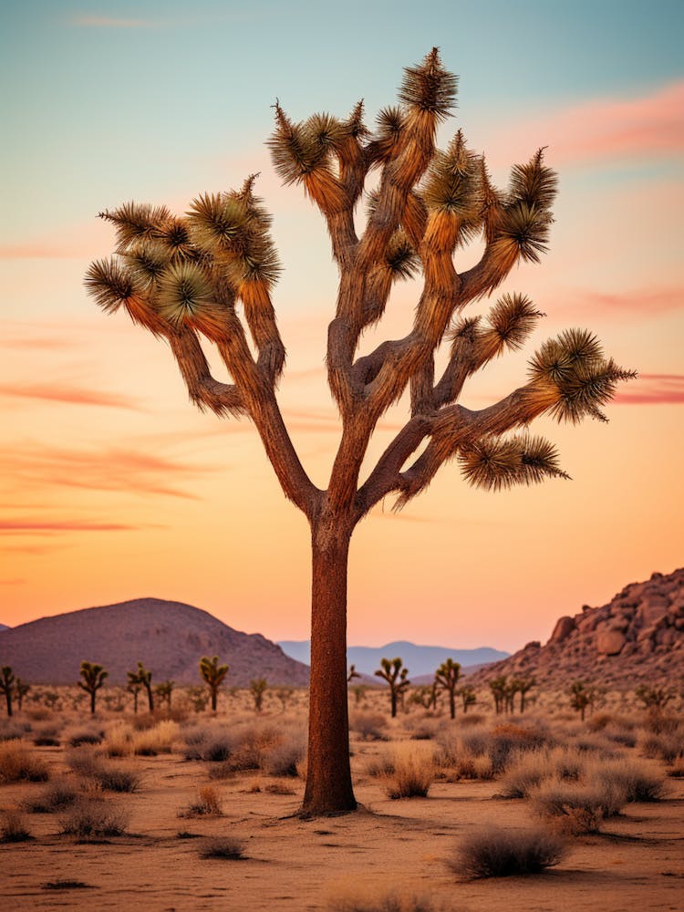 Photograph Of A Joshua Tree At Dusk In Desert 1