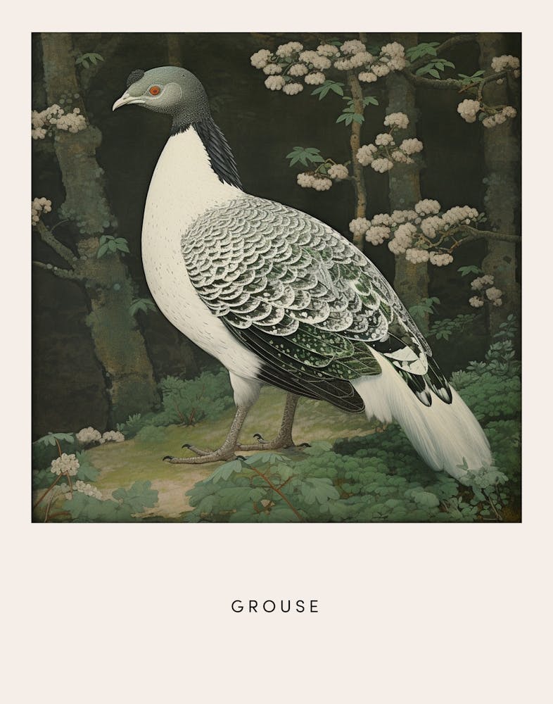 Tétras 2 - Peinture d'oiseau inspirée d'Ohara Koson - Affiche