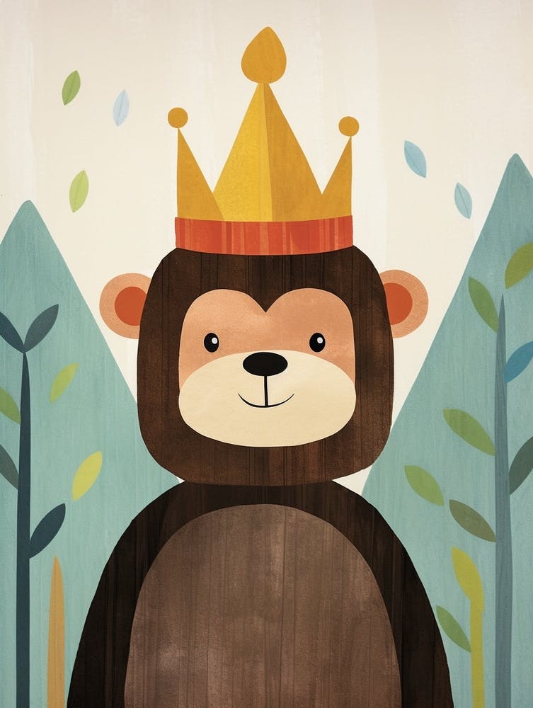 Little Bonobo Wearing A Crown