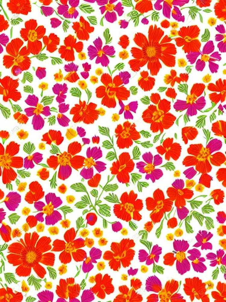 Aster Floral Print Warm Tones 1 Flower