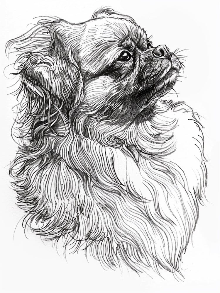 Pekingese Hund Strichskizze 2