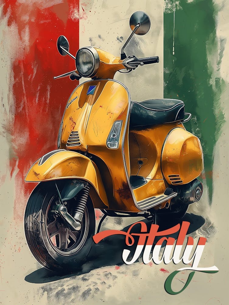Italienische Flagge Vespa Roller Poster
