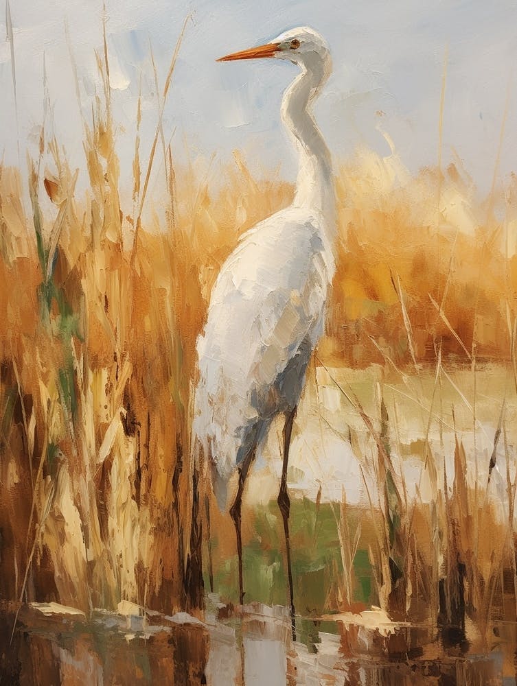 Bird Painting Egret 1