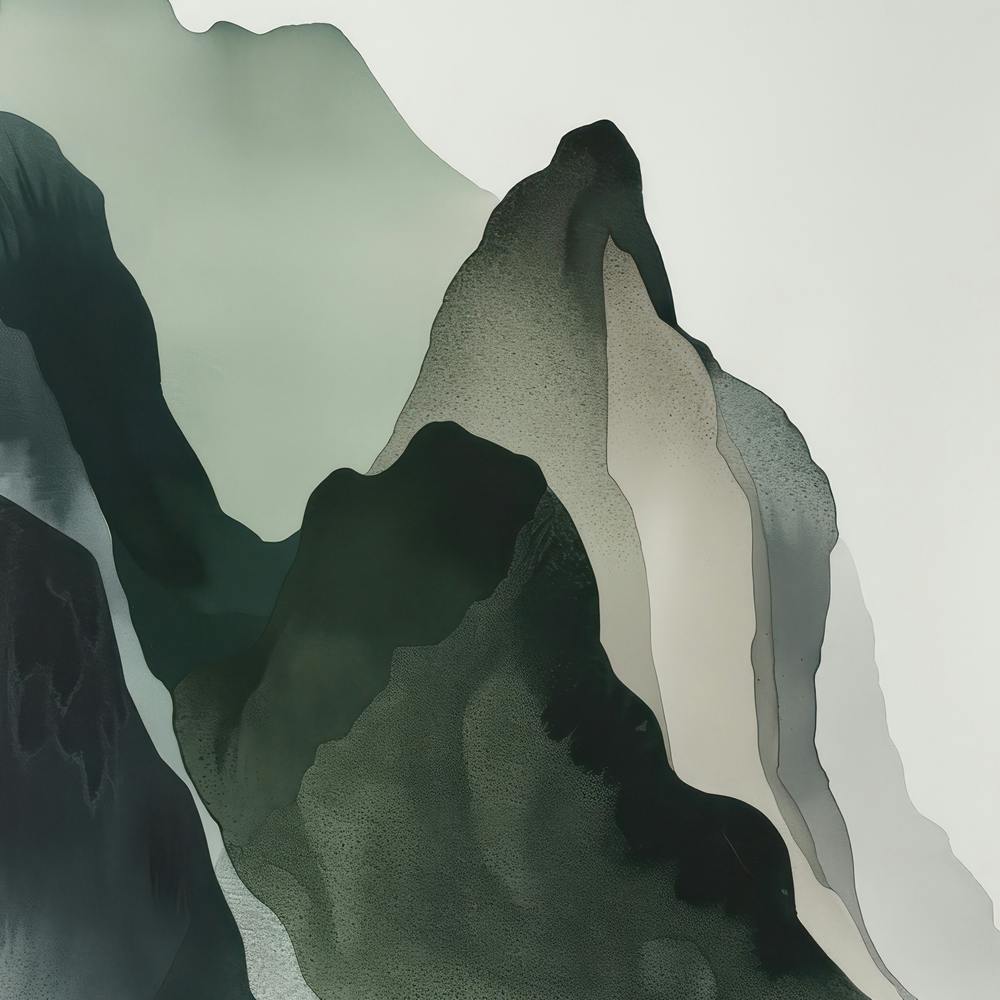 Japanese Watercolour Of Mount Hotaka 1