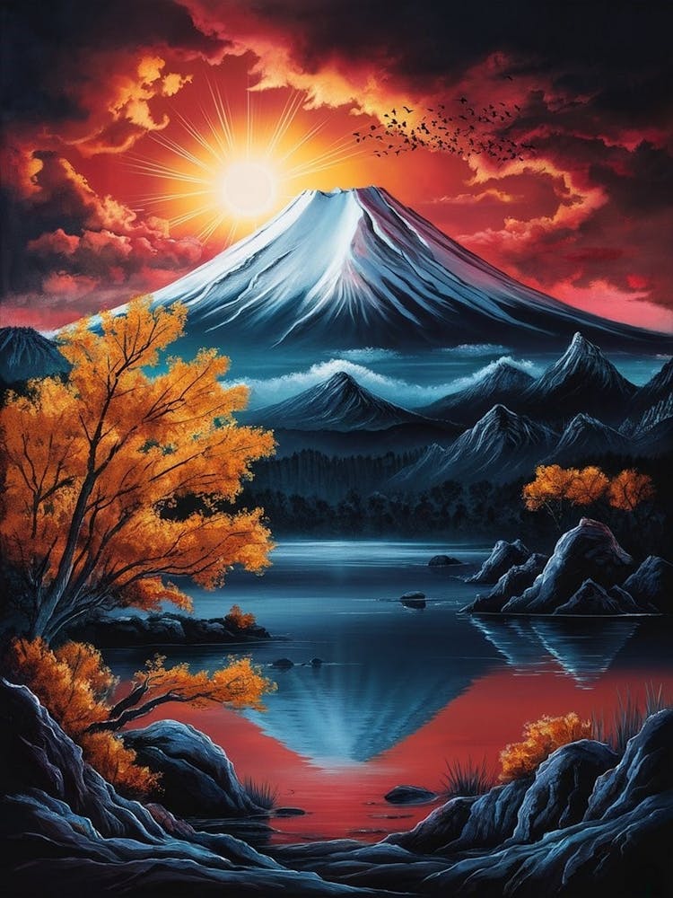 Berg Fuji Bei Sonnenuntergang