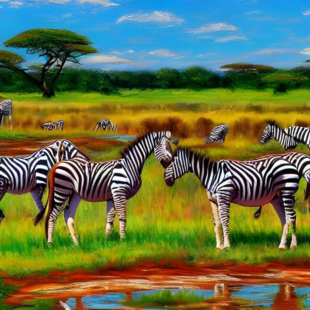 African Plain With Zebras