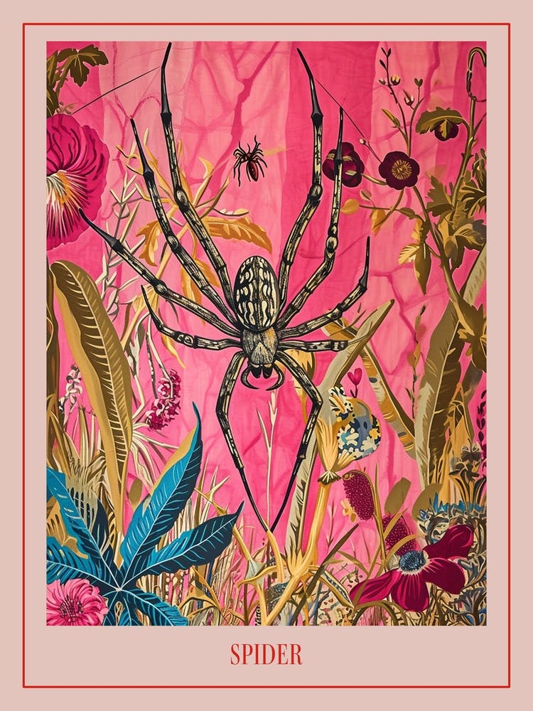 Floral Animal Painting Spider 3 Poster