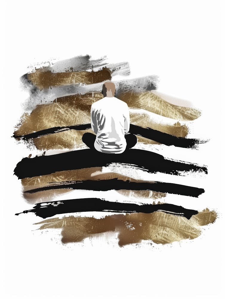 Man Sitting On A Cliff