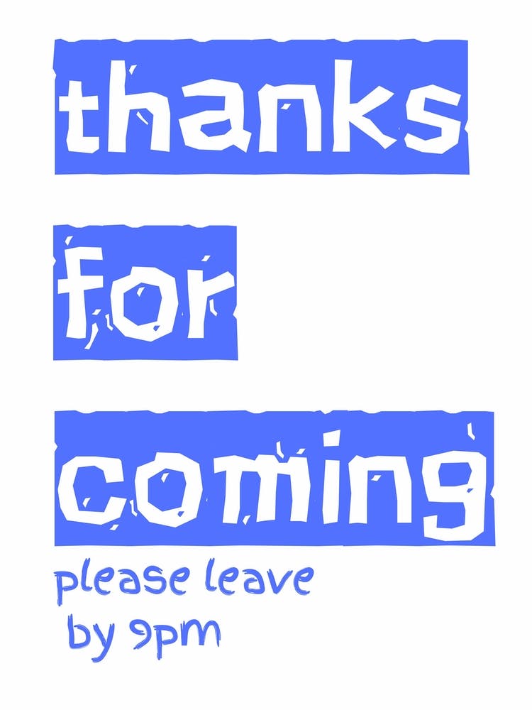 Thanks For Coming Typography Poster Blue 
