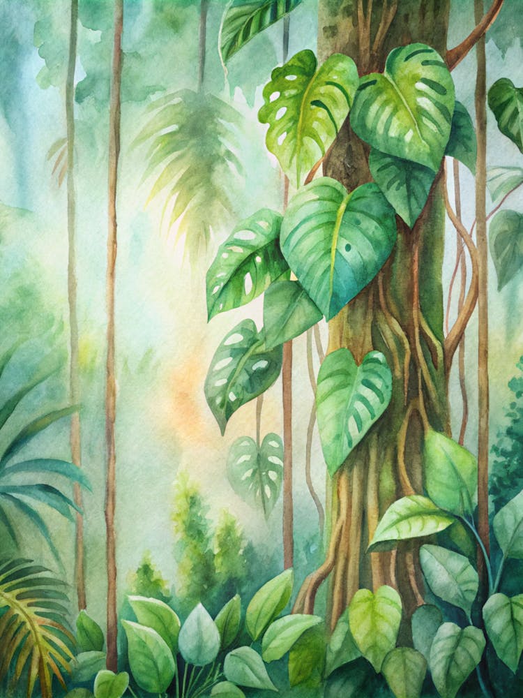 Tropical Jungle Watercolor Painting