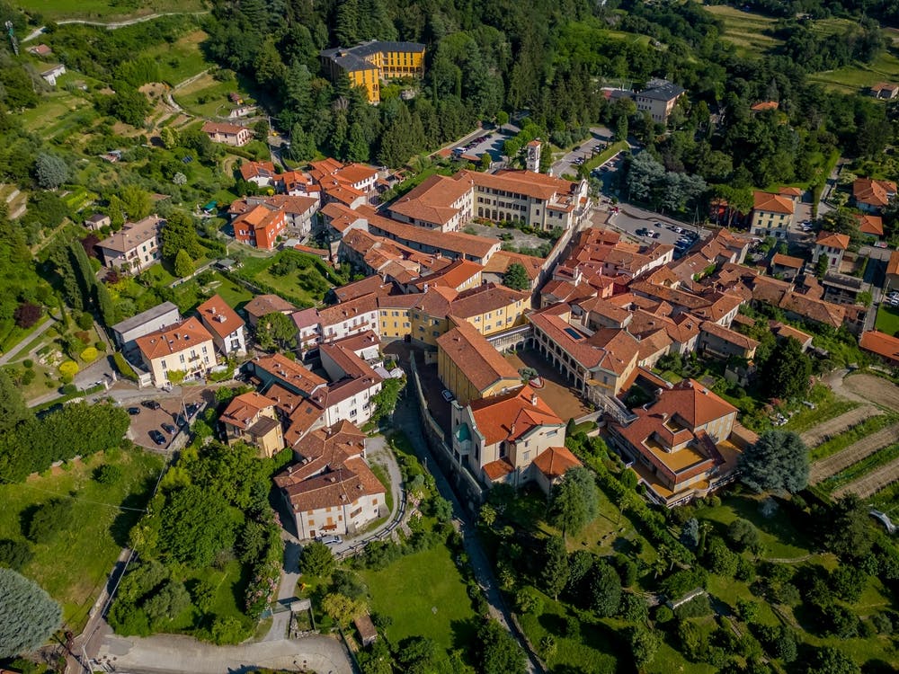 Aerial View Of A Village In Italy