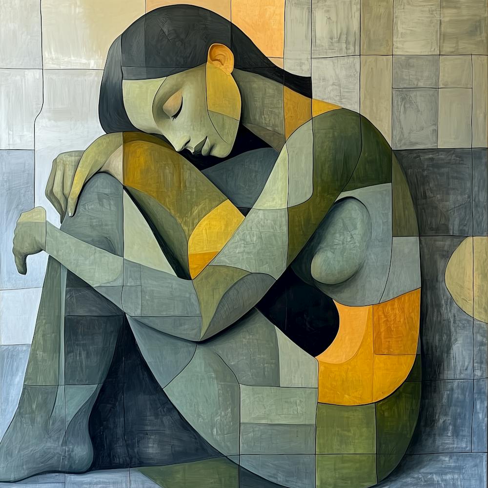 Abstract Woman Pose In Sage Green Contemporary
