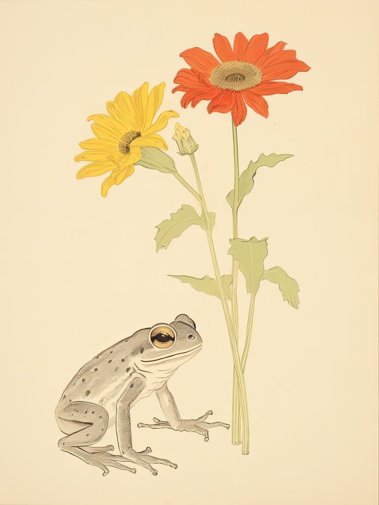 Frog And Daisy,  Matsumoto Hoji Inspired Japanese 1