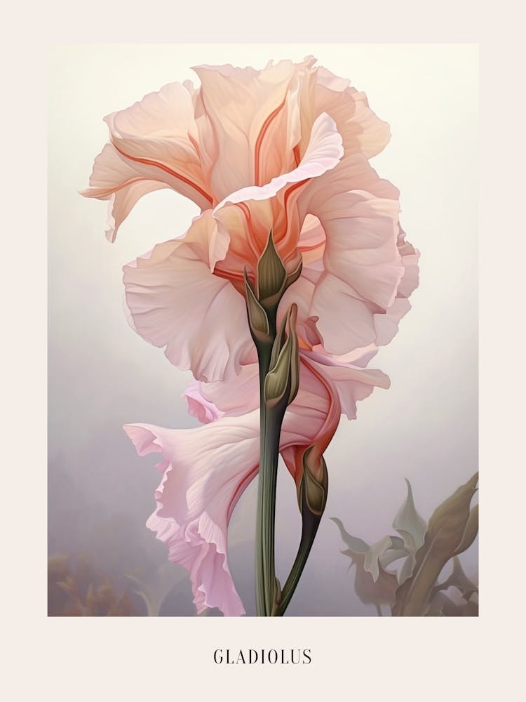Floral Illustration Gladiolus 1 Poster