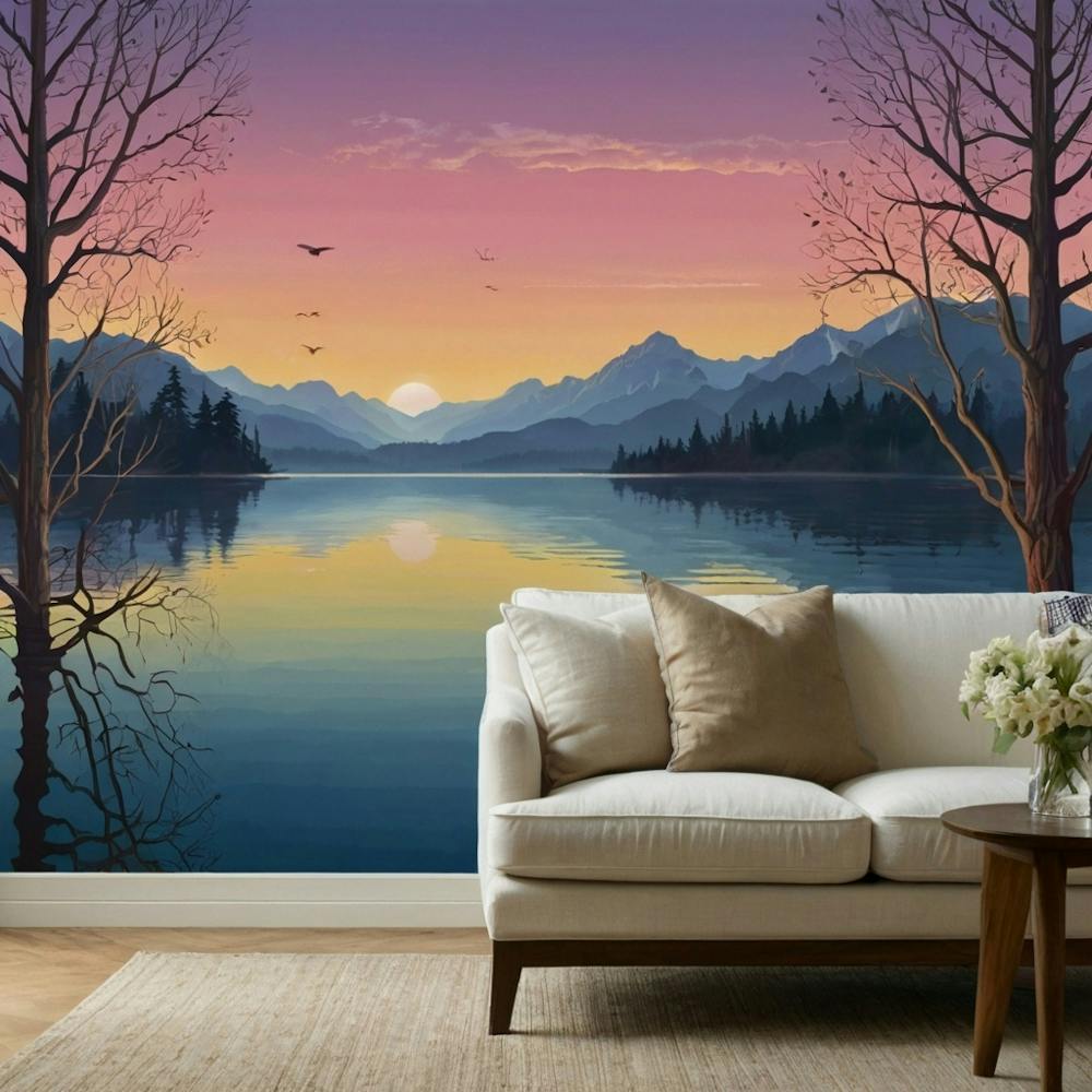 Sunset Lake Wall Mural