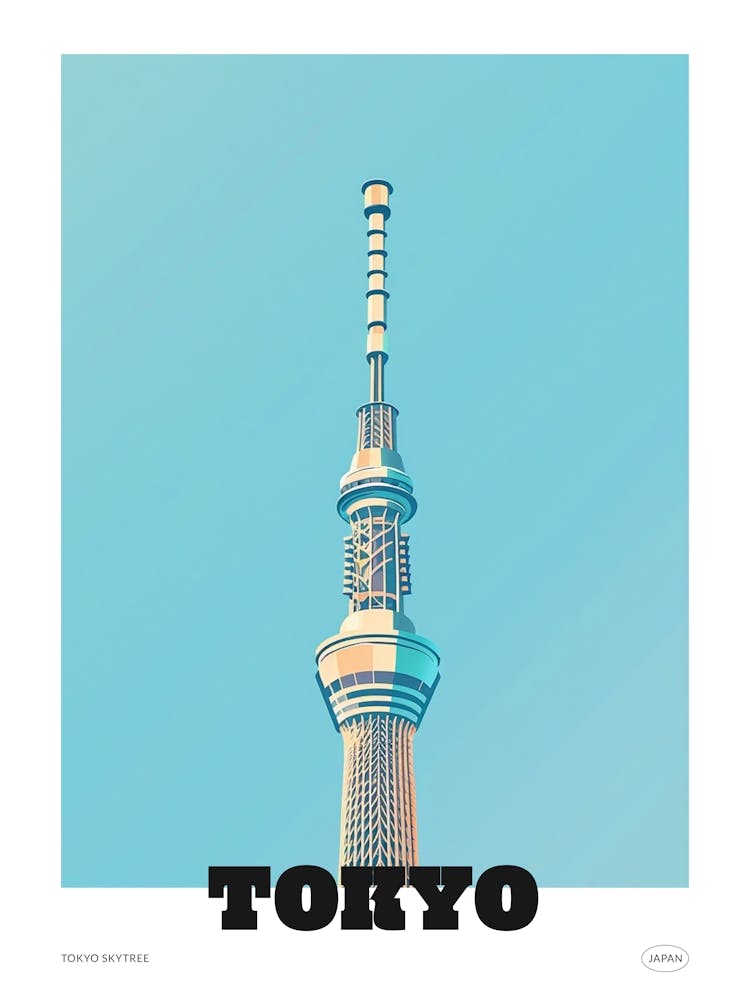 Tokyo Skytree 1 Colourful Illustration Poster