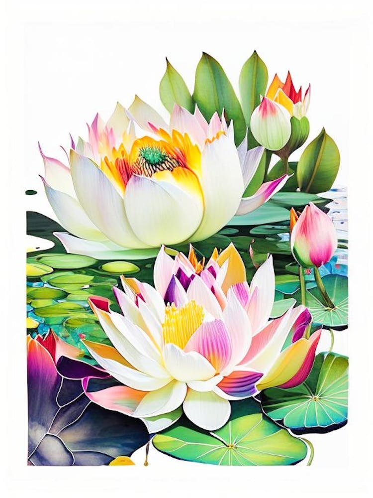 Lotus Flowers In Park Decoupage 3
