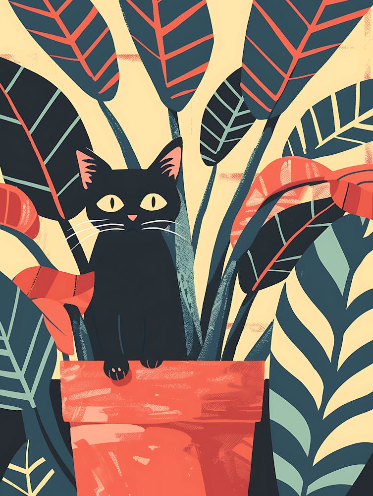 Cute Black Cat in a Plant Pot 21