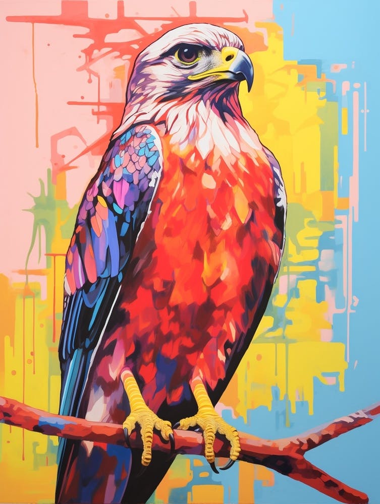Colourful Bird Painting Red Tailed Hawk 2